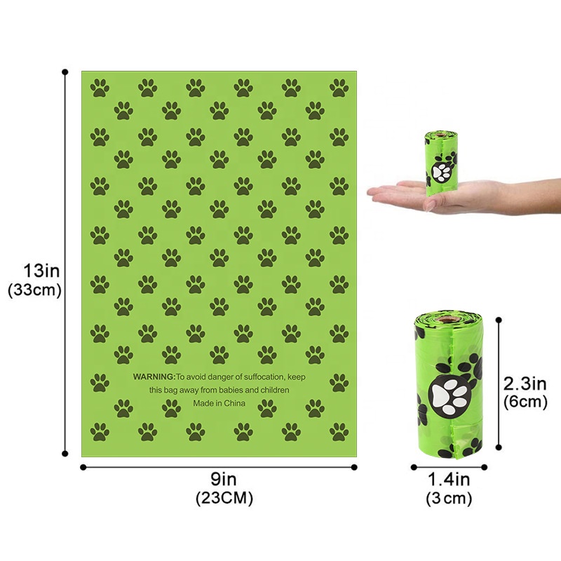 Almidón de maíz compostable almidón de maíz bolsas de estiércol de perro biodegradables desechables bolsas de estiércol de perro respetuosas con el medio ambiente