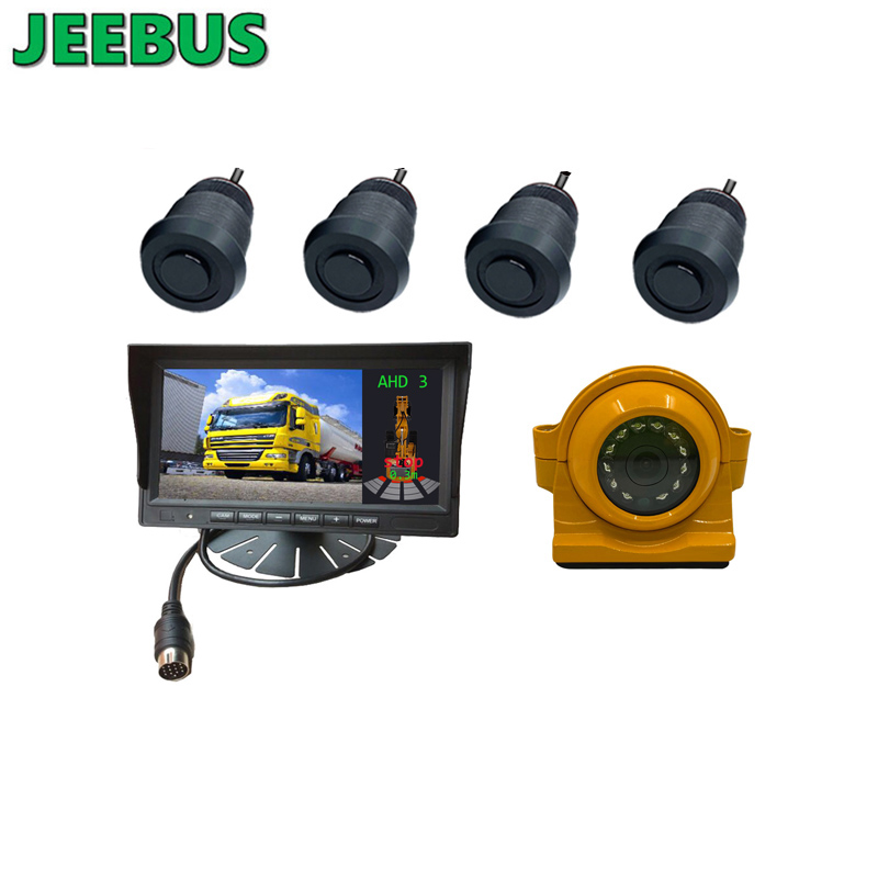 Sensores de estacionamiento para camiones de servicio pesado Pantalla Parktronic 4 sensores Asistente de cámara de marcha atrás Detector de radar Sistema de monitor de 7 \
