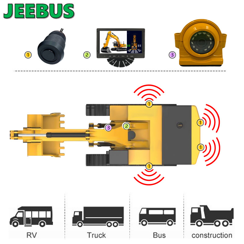 Kit de sensor de estacionamiento digital ultrasónico 4 sensores Pantalla Cámara de marcha atrás Detección de radar de respaldo Advertencia Sistema de monitoreo de 7 pulgadas