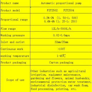 Bomba de fertilizante proporcional automática
