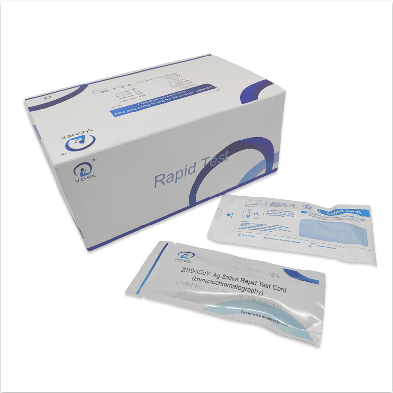 El kit de prueba rápida V-CHEK ™ 2019-nCoV Ag, hisopo de saliva fácil y simple