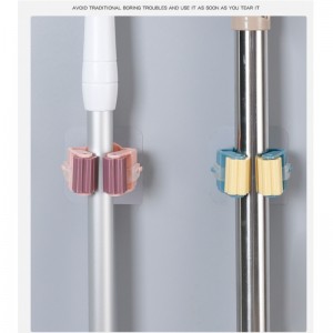 Soporte de escoba para fregona de plástico plano montado en la pared de JASON,nuevo y potente clip de fregona montado en la pared desmontable sin costuras