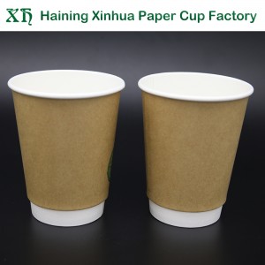 Taza de papel de café kraft puro de doble pared simple