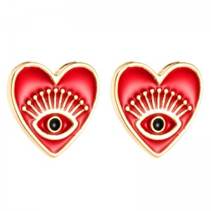 Amazon Cross-fronteras Ojalos Pendientes Femenino Europeo y Americano Joyería de moda Ángel Ojos Pendientes Pendientes de cobre en forma de corazón