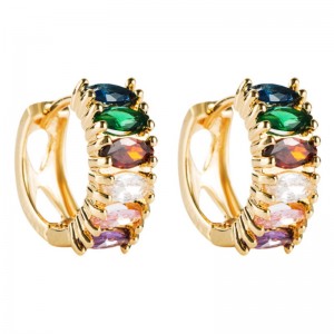 Pendientes de la tendencia del comercio transfronterizo europeo y americano Pendientes de las señoras Color Micro Zircon Pendientes simples de viento Fábrica al por mayor