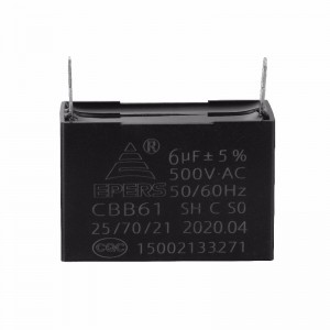 6UF 500V 50/60Hz CBB61 Fan de condensador