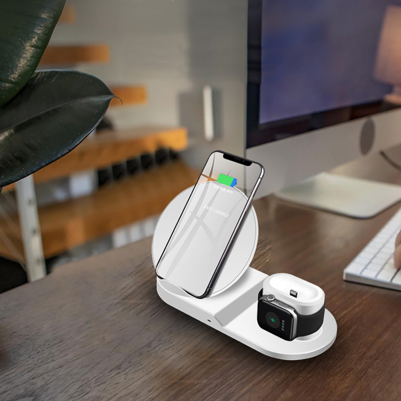 3 en 1 Qi Wireless Charger Watch Wireless Charger Stand Wireless Carging Dock Station para iPhone