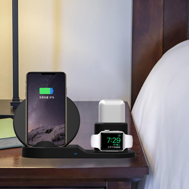 3 en 1 Qi Wireless Charger Watch Wireless Charger Stand Wireless Carging Dock Station para iPhone