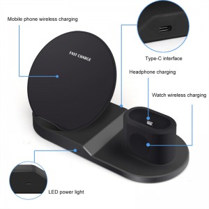 3 en 1 Qi Wireless Charger Watch Wireless Charger Stand Wireless Carging Dock Station para iPhone