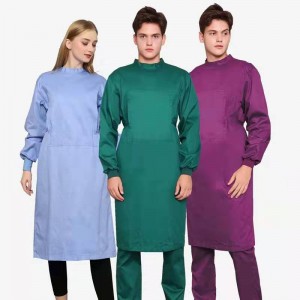 Venta de fábrica algodón oscuro verde quirúrgico vestido lavable
