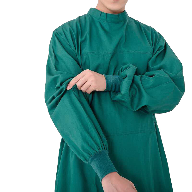 Venta de fábrica algodón oscuro verde quirúrgico vestido lavable