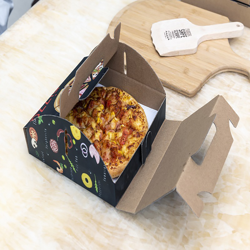 Cabina de embalaje de pizza de impresión de varios tamaños personalizada Caja de pizza de entrega corrugada reutilizable