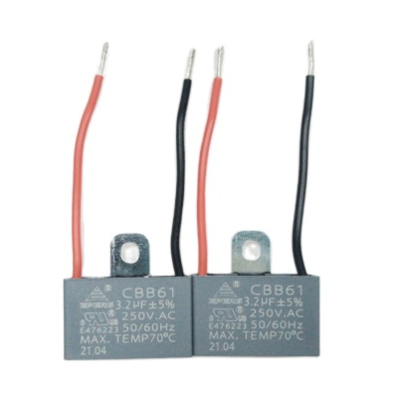 3.2UF 250V con cables LUG CBB61 Capacitor para AC Ventilador