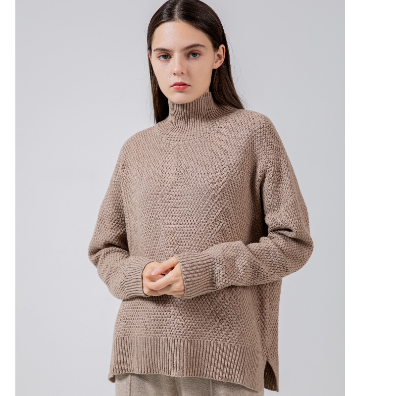 Suéter de lana australiana suelta, simple, casual y elegante que va con todo 65001#
