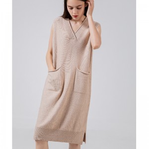 Tendencia de moda casual Joker de punto chaleco de cuello en V 68028#