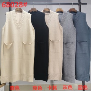 Tendencia de moda casual Joker de punto chaleco de cuello en V 68028#