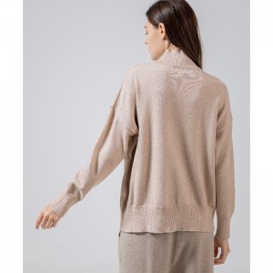 Tendencia de moda Casual Joker Foundation High Cuello de punto Split Split Single Top 68038#