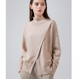 Tendencia de moda Casual Joker Foundation High Cuello de punto Split Split Single Top 68038#