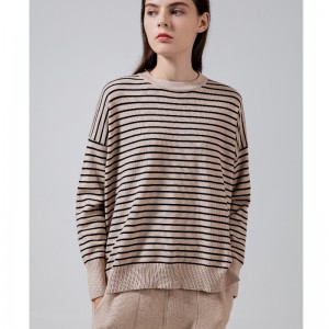 Tendencia de moda Simple Casual Joker Basic Knit Striped Top 68059#