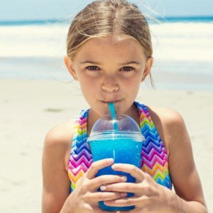 Taza de plástico transparente compostable biodegradable con tapa