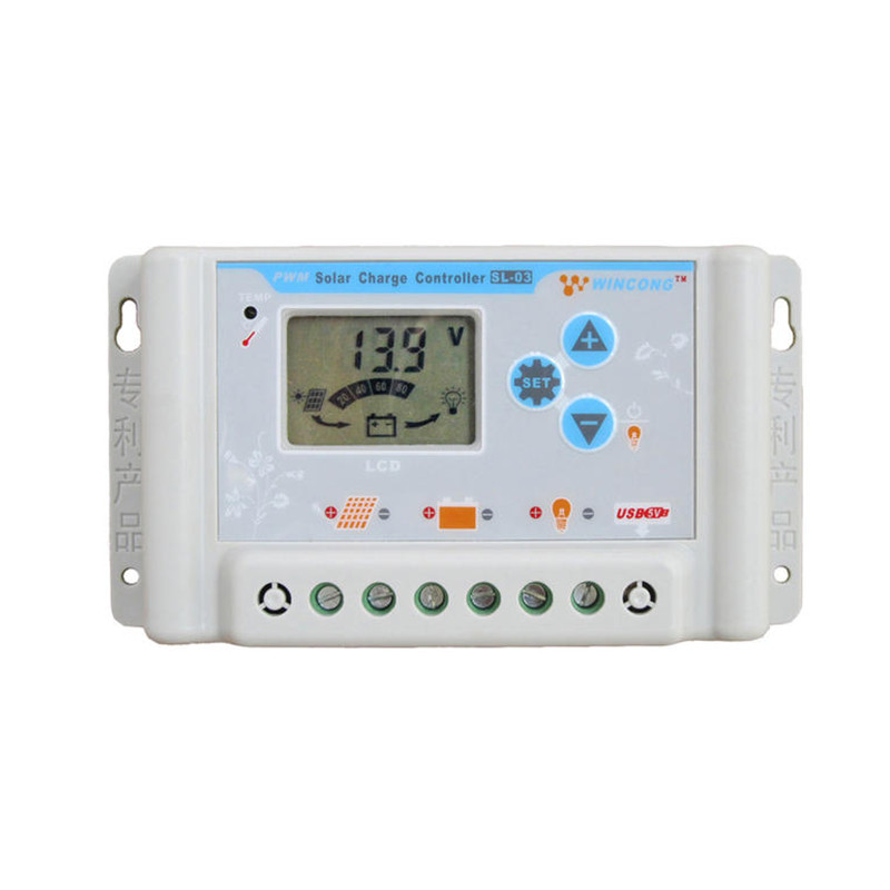 PWM 12V 24V 20A 30A Controlador de cargador solar 5V Pantalla LCD USB para rango regulador de panel solar