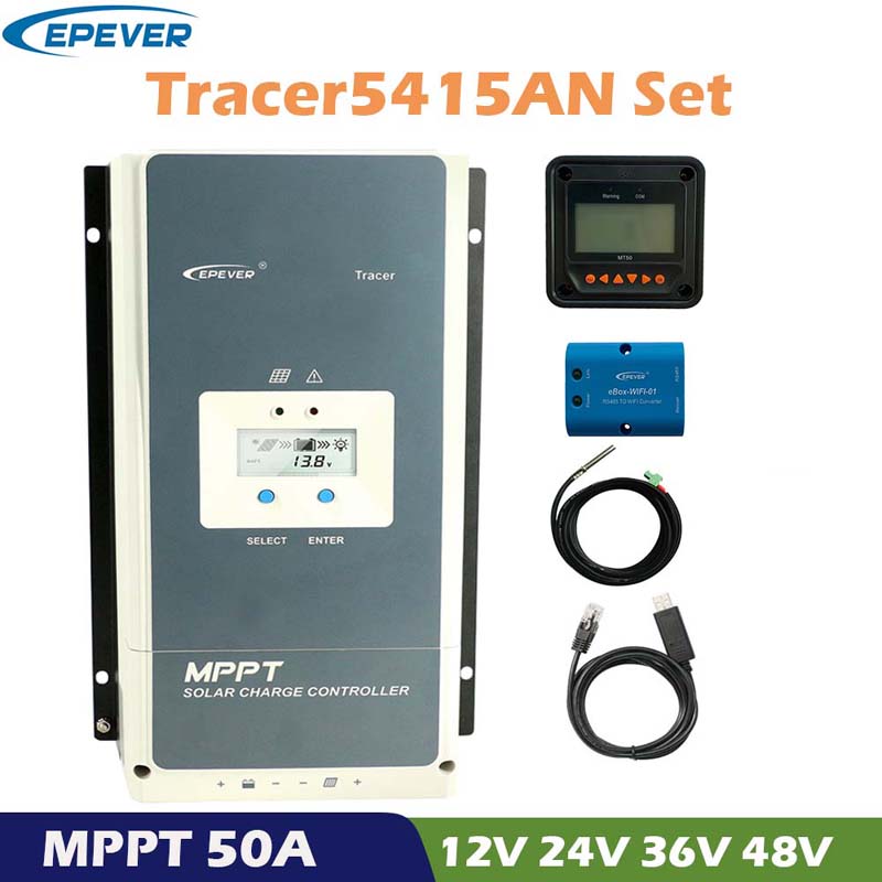 PEVER TRACER 50A MPPT Controlador de carga solar 12V 24V 36 V48V AUTO LCD Pantalla de pantalla solar Regulador de batería Controlador híbrido