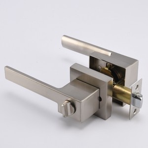 S7809 palanca de puerta de privacidad cuadrada contemporánea para dormitorio o baño, perillas de puerta de bloqueo sin llave colocados enníquel satinado