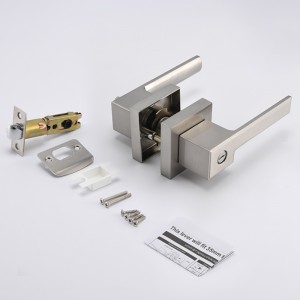 S7809 palanca de puerta de privacidad cuadrada contemporánea para dormitorio o baño, perillas de puerta de bloqueo sin llave colocados enníquel satinado