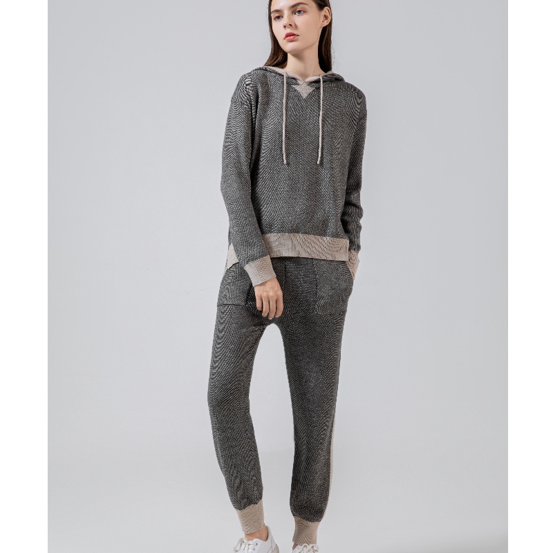 Juego de sudadera con capucha de estilo de estilo deportivo casual de moda elegante 69053#