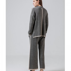 Moda casual simple lana lana de punto dos piezas con un collar de línea establecido 69055#