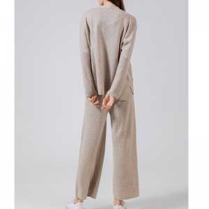 Moda casual simple suéter de lana simple dos pieza pequeña cardigan conjunto 69059#