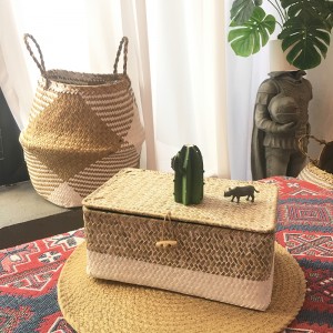 Caja tejida de algas con almacenamiento cubierto