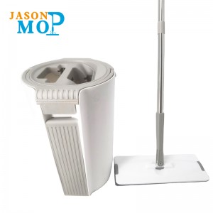 Manija de poste de acero inoxidable Lavado mágico extraíble Fregadero de agua Apriete la limpieza plana Mop con cubo