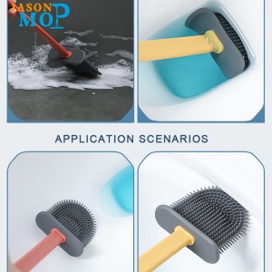 Cepillo de inodoro de plástico de limpieza doméstica JASON Cepillo de baño de silicona suave plano con