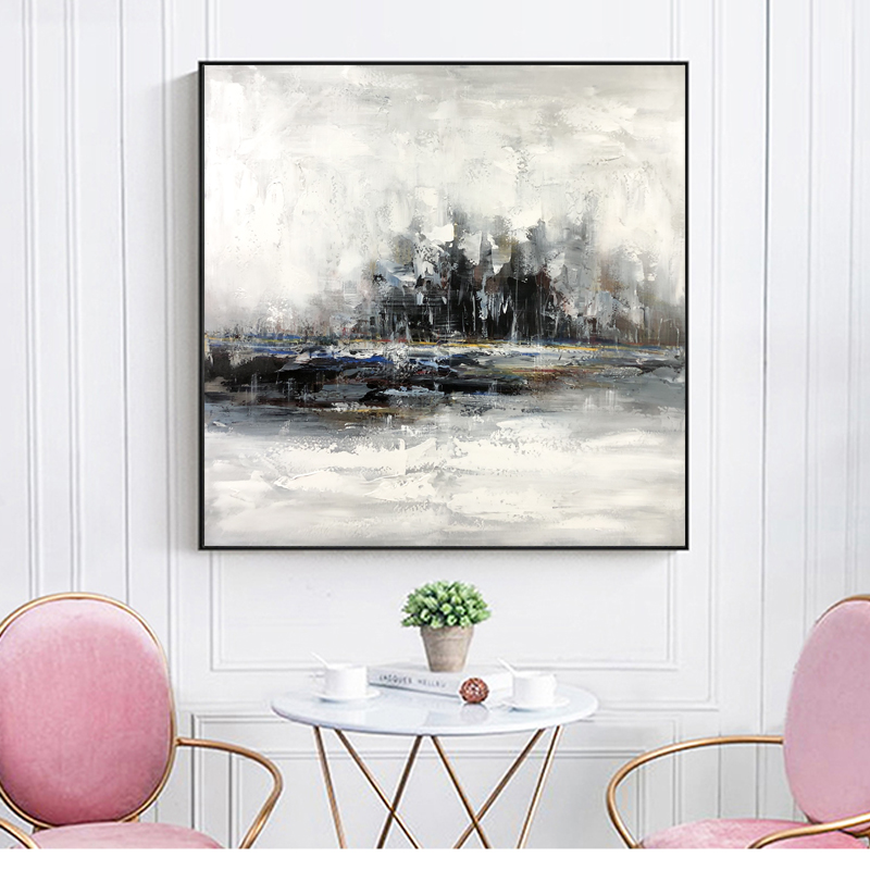 Venta caliente Ilustraciones abstractas sobre lienzo Matrón blanco ynegro Pinturas al óleo hechas a mano para la decoración de la pared de la sala de estar