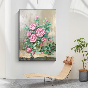 Fábrica al por mayor flor pura pintura a mano de lona de lona de lona de lona de pintura de la pared de la decoración abstracta de las ilustraciones del aceite de lienzo para la sala de estar
