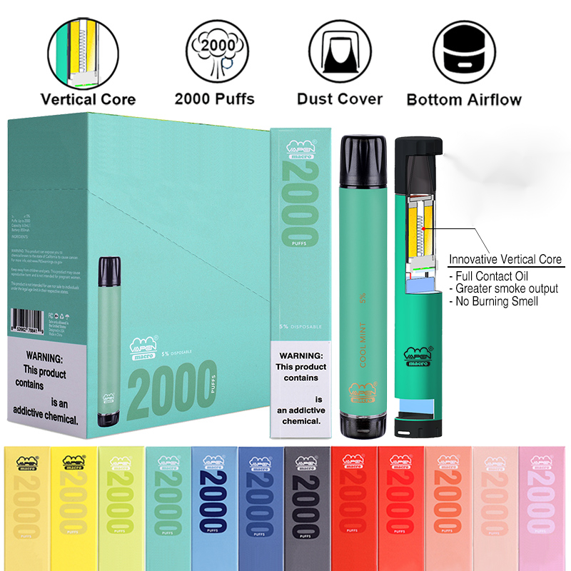 Authentic Vapen Macro 2000 Puffs Vape desechable Pluma con la cobertura vertical más XXL XTRA VAPORIZADOR DE FLEX EXTRA VAPORTOR DE FLEX EXTRA LLENADA E CIGS VAPORIZADORES