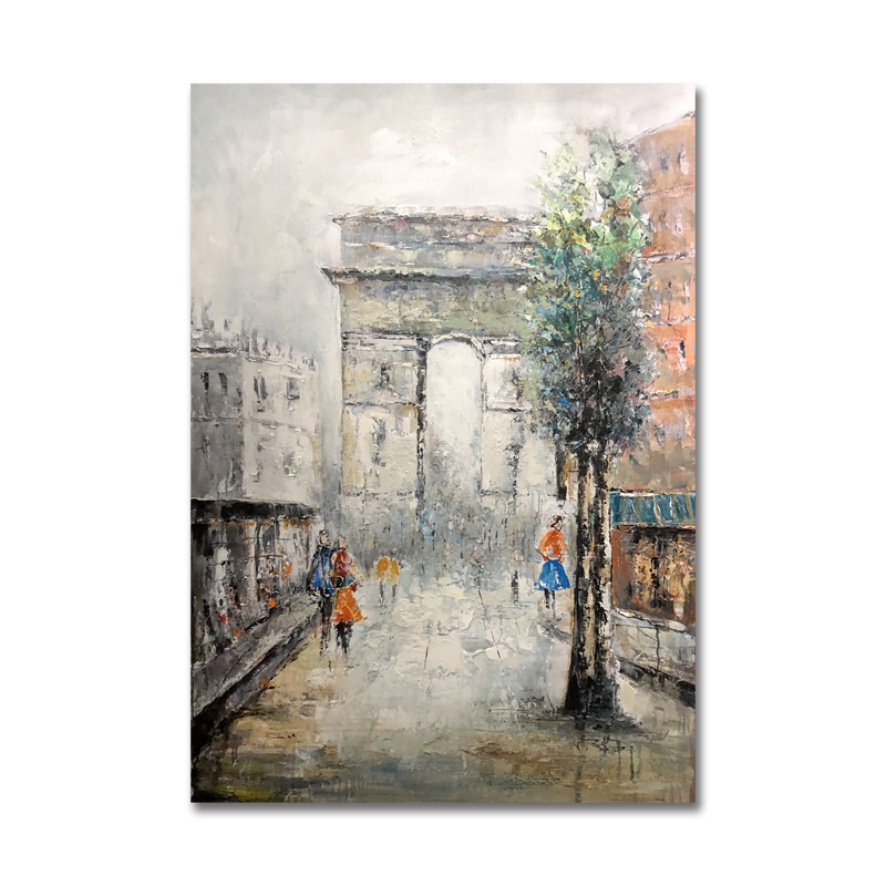 Nuevo producto Pintado a mano Trabajo de arte moderno Estilo abstracto Pared Eiffel Paisaje Decoración Pintura al óleo
