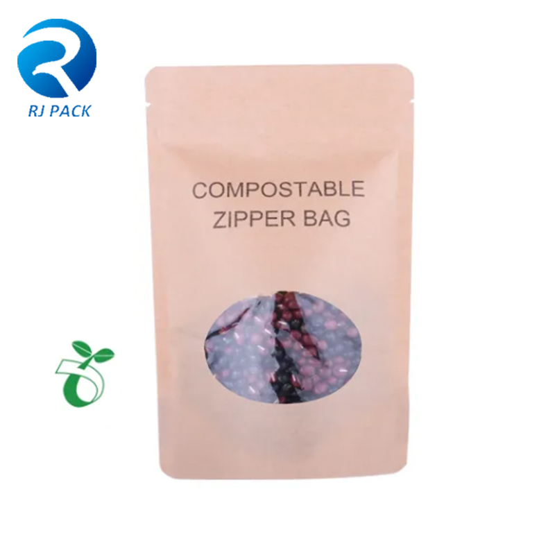 Embalaje de alimentos 100% compostable de calor de la barrera de alta barrera de la bolsa de la bolsa de la bolsa Kraft