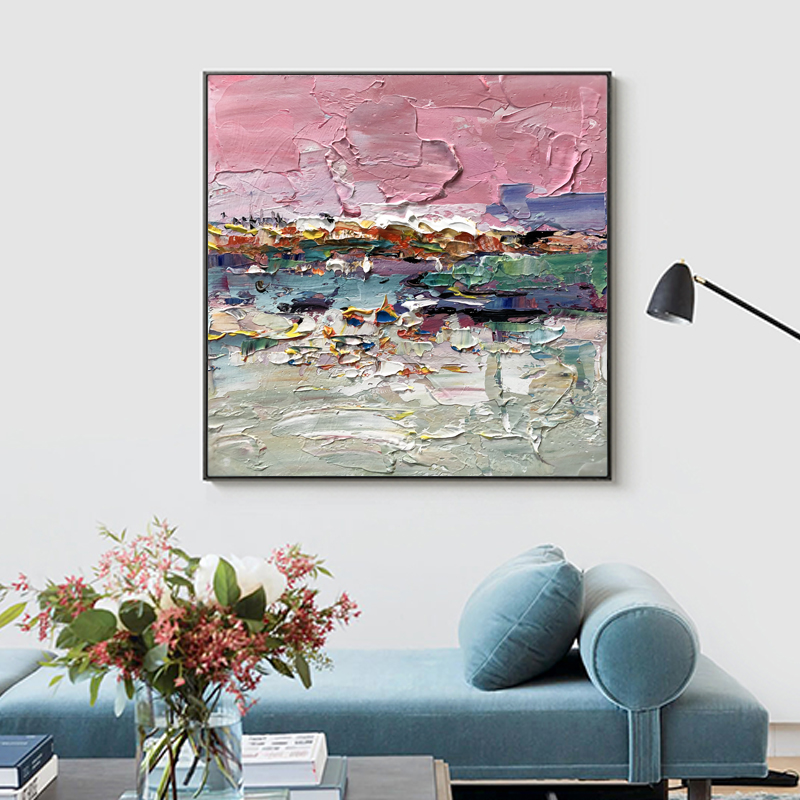 Pintura al óleo abstracta decorativa de la pared del arte rosado para el dormitorio y el hogar decorativo pintura al óleo hecha a mano