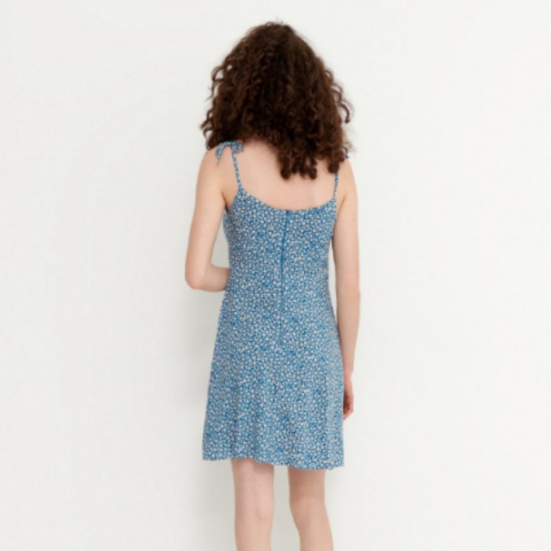 Mini longitud ligeramente abierta dobladillo con estampado floral Vestido viscosa