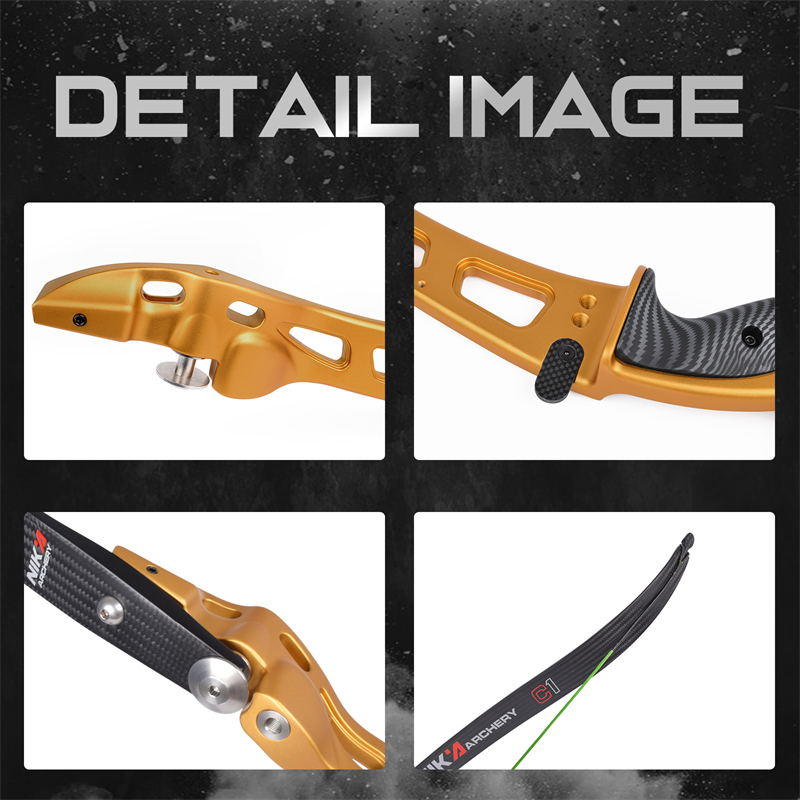 Nika Archery 68 pulgadas Recurva el arco con extremidad de carbono C1 para disparos deportivos al aire libre