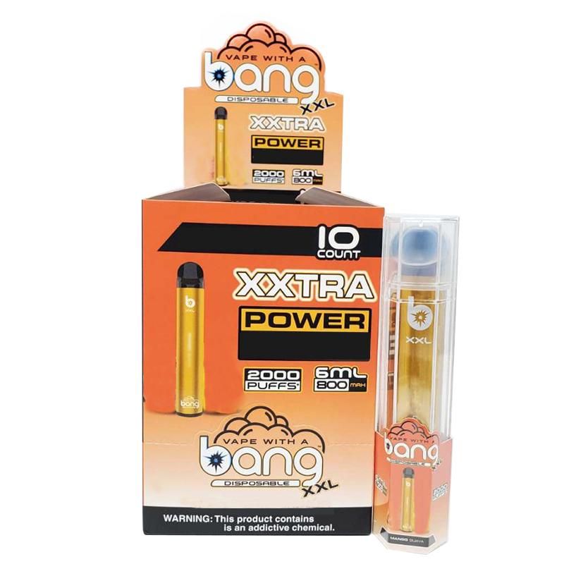Bang XXL Dispositivo de cigarrillos electrónicos de vape desechable 800mAh batería 6ml vainas vacías Vapores originales 2000 Kit de soplado al por mayor