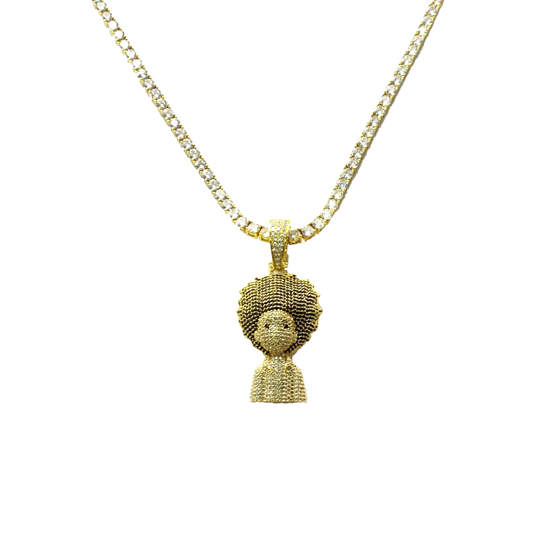 Collar de hip hop de cabeza explosiva sólida de circón