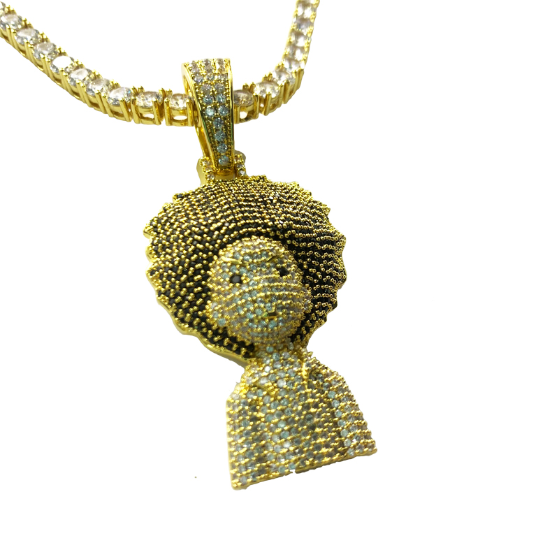 Collar de hip hop de cabeza explosiva sólida de circón