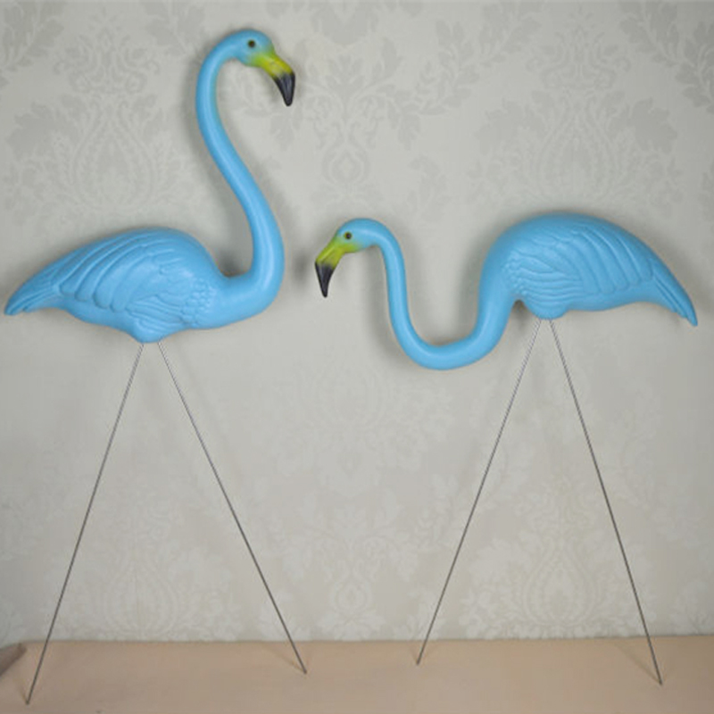 Simulación plástico azul flamenco aves jardinería decoraciones de animales suministros al aire libre