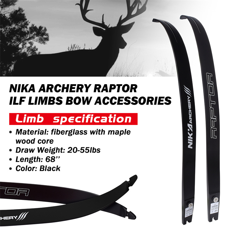 Nika Archery 270007 25H @ 68 pulgadas ILF RECORTE RECURVO RECORTE REMIONES PARA RECURVE AJUSTE DE LA ARCAJE TARGER DE CAZA Y TRABAJO