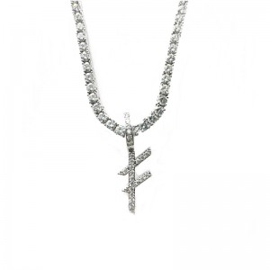 Joyería de alta calidad Nombre personalizado Letras de plata Collares Colgante encanto con cadena de tenis de plata