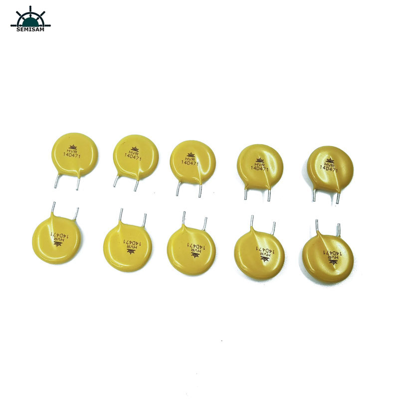 China Componentes electrónicos, resistencia de MOV amarillos14mm 14D471 470V Zov Varistor Indestriant MOV 5mm