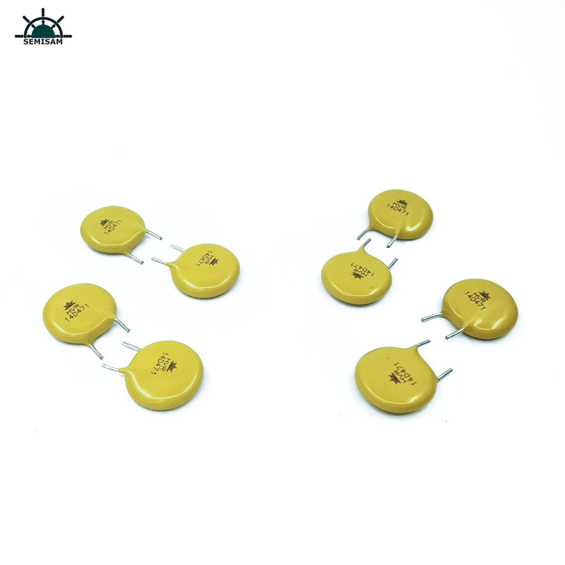 China Componentes electrónicos, resistencia de MOV amarillos14mm 14D471 470V Zov Varistor Indestriant MOV 5mm